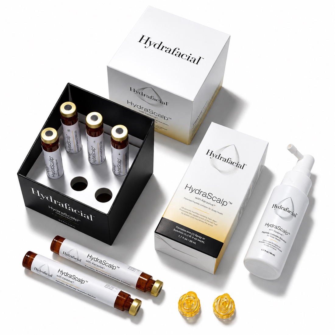 HydraScalp with Keravive peptide complex vials and take-home scalp spray